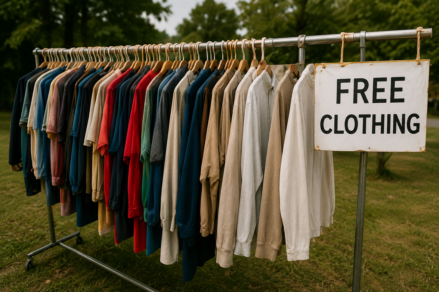 Free clothing available through the church yard giveaway