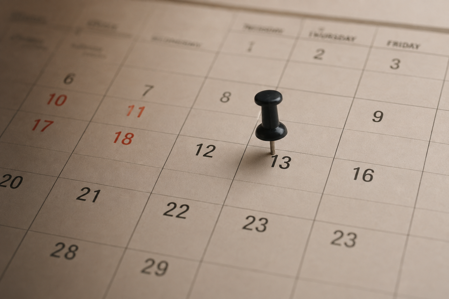 Calendar for upcoming church events